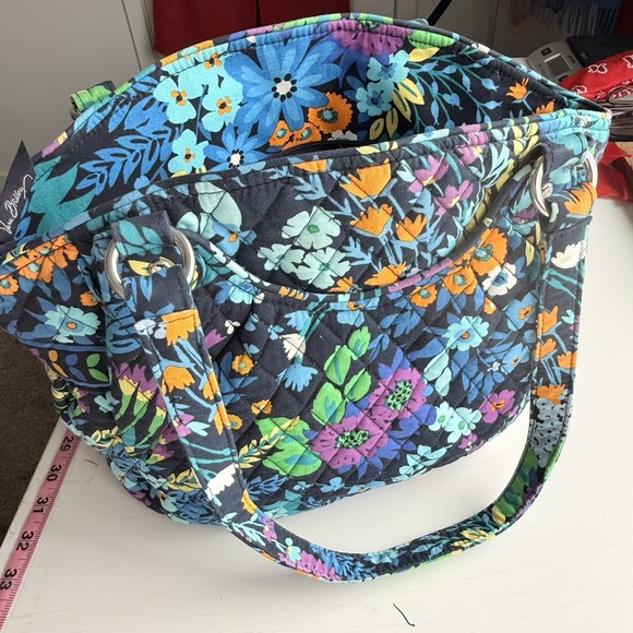 Vera Bradley Midnight Blues Purse Tote W/ Wallet Floral Granny Dark Romantic - Picture 2 of 12